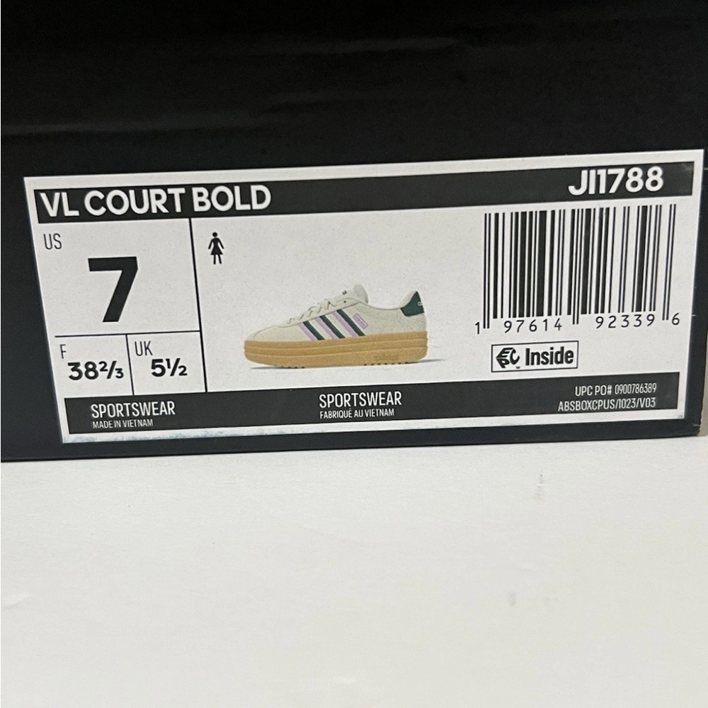 Adidas VL Court Bold Off White Collegiate Green Lilac JI1788 Women’s Shoe - Picture 7 of 11